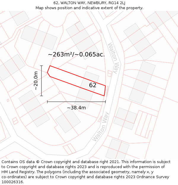 62, WALTON WAY, NEWBURY, RG14 2LJ: Plot and title map