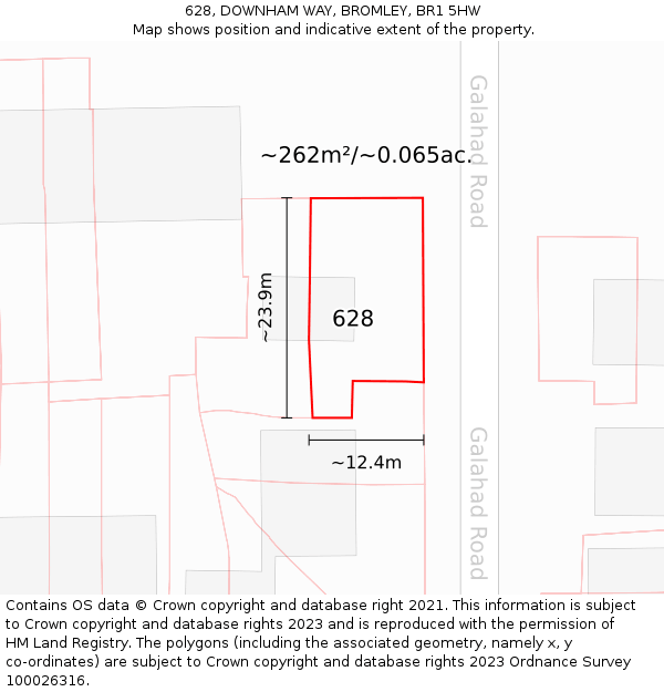 628, DOWNHAM WAY, BROMLEY, BR1 5HW: Plot and title map
