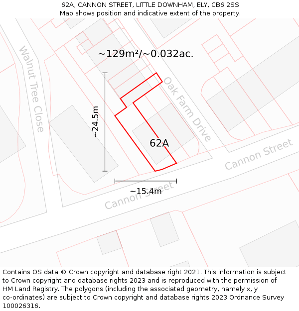 62A, CANNON STREET, LITTLE DOWNHAM, ELY, CB6 2SS: Plot and title map