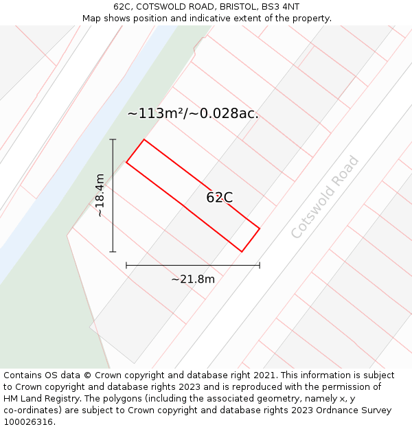 62C, COTSWOLD ROAD, BRISTOL, BS3 4NT: Plot and title map