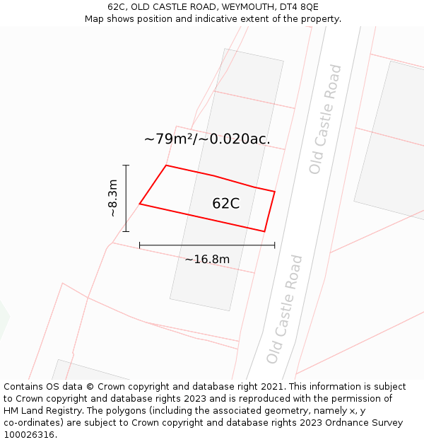 62C, OLD CASTLE ROAD, WEYMOUTH, DT4 8QE: Plot and title map