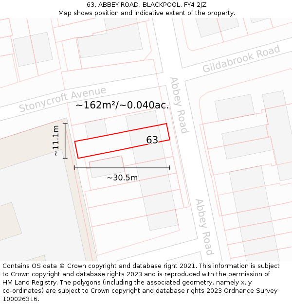63, ABBEY ROAD, BLACKPOOL, FY4 2JZ: Plot and title map
