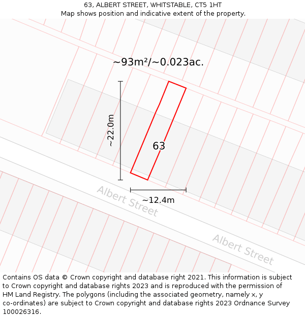 63, ALBERT STREET, WHITSTABLE, CT5 1HT: Plot and title map