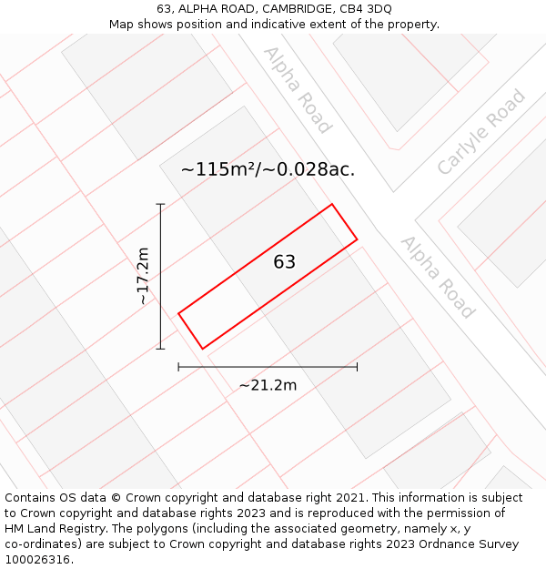 63, ALPHA ROAD, CAMBRIDGE, CB4 3DQ: Plot and title map