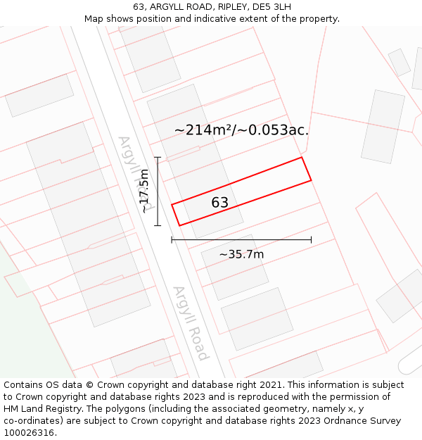 63, ARGYLL ROAD, RIPLEY, DE5 3LH: Plot and title map
