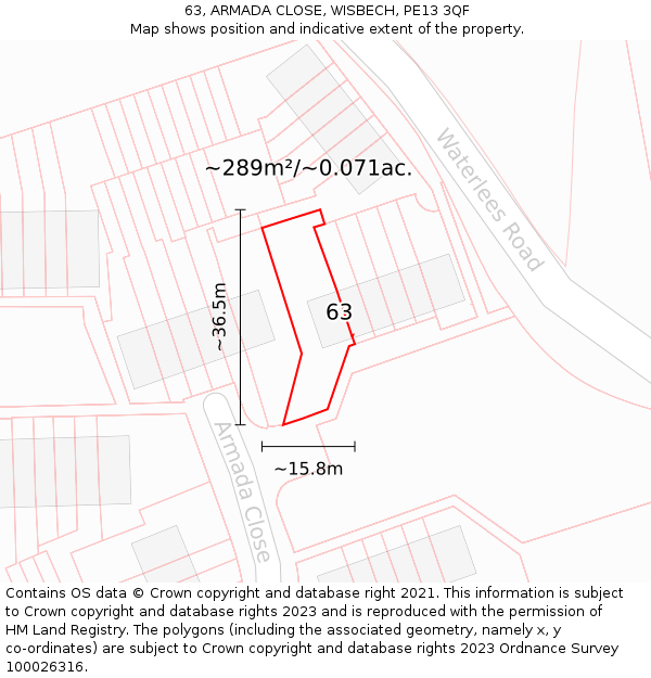 63, ARMADA CLOSE, WISBECH, PE13 3QF: Plot and title map