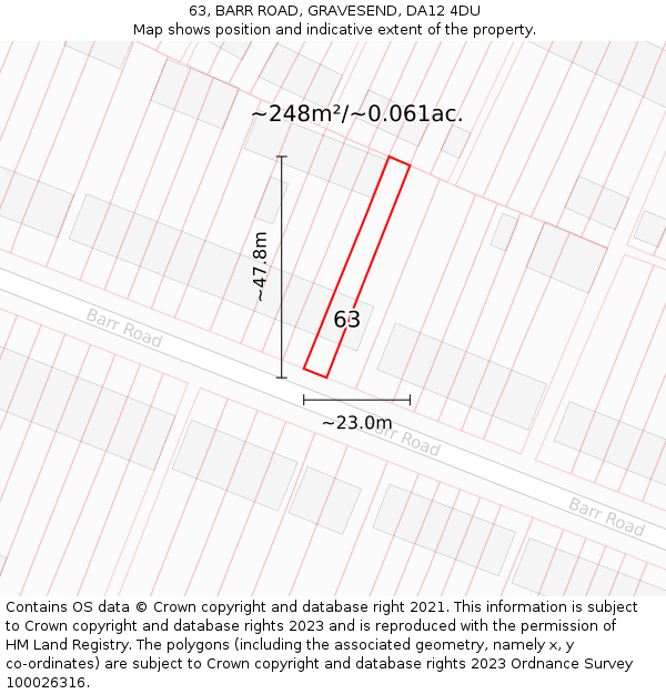 63, BARR ROAD, GRAVESEND, DA12 4DU: Plot and title map