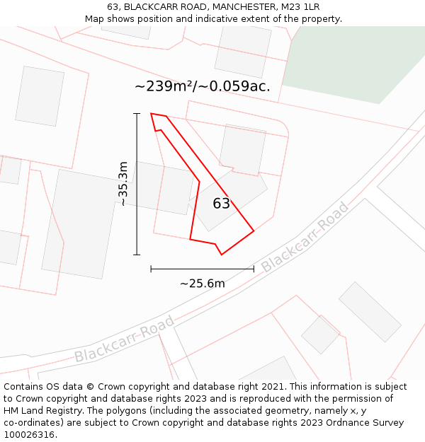 63, BLACKCARR ROAD, MANCHESTER, M23 1LR: Plot and title map
