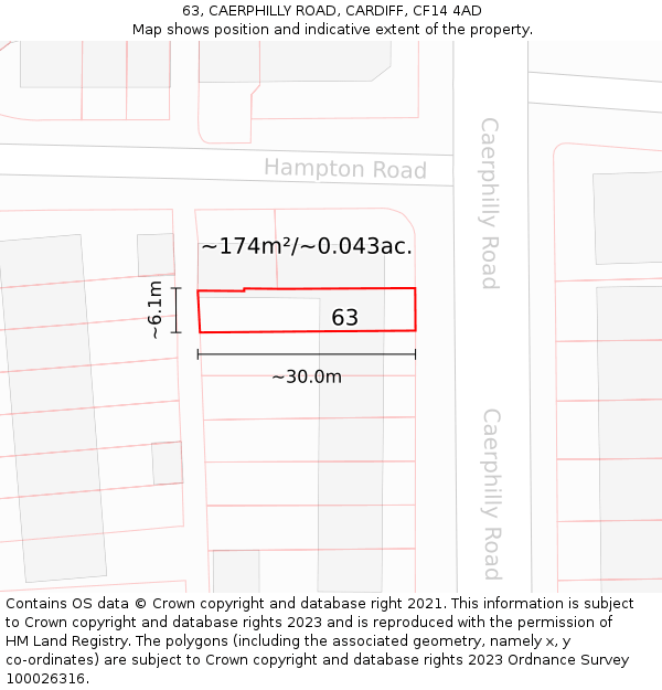 63, CAERPHILLY ROAD, CARDIFF, CF14 4AD: Plot and title map