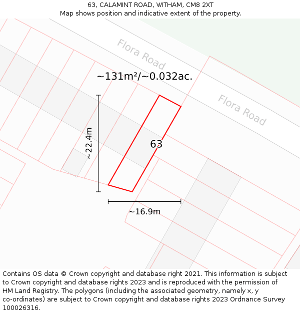 63, CALAMINT ROAD, WITHAM, CM8 2XT: Plot and title map