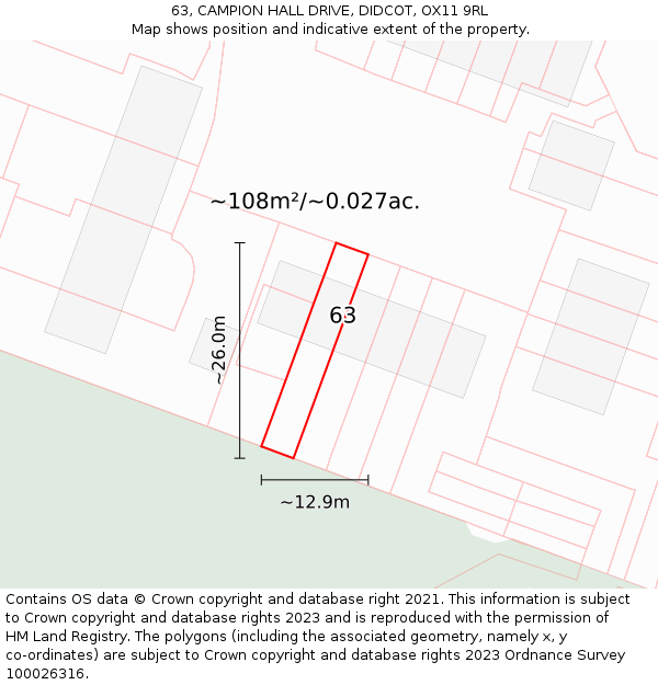 63, CAMPION HALL DRIVE, DIDCOT, OX11 9RL: Plot and title map