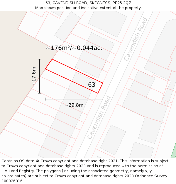 63, CAVENDISH ROAD, SKEGNESS, PE25 2QZ: Plot and title map