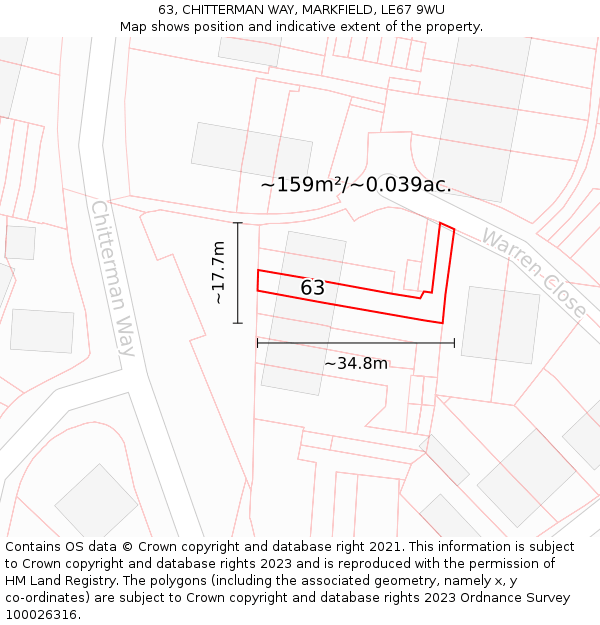 63, CHITTERMAN WAY, MARKFIELD, LE67 9WU: Plot and title map