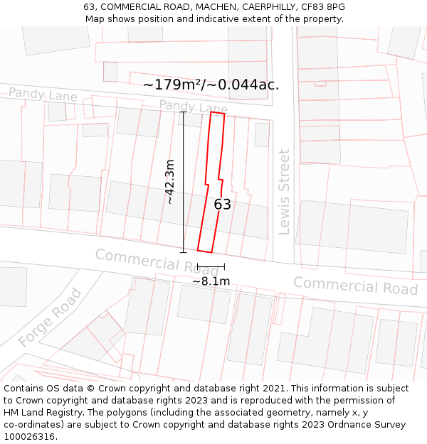 63, COMMERCIAL ROAD, MACHEN, CAERPHILLY, CF83 8PG: Plot and title map