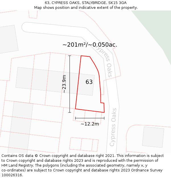 63, CYPRESS OAKS, STALYBRIDGE, SK15 3GA: Plot and title map