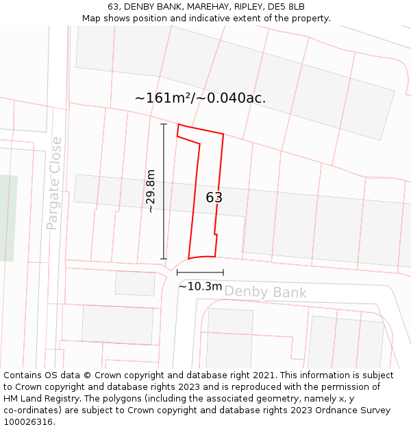 63, DENBY BANK, MAREHAY, RIPLEY, DE5 8LB: Plot and title map
