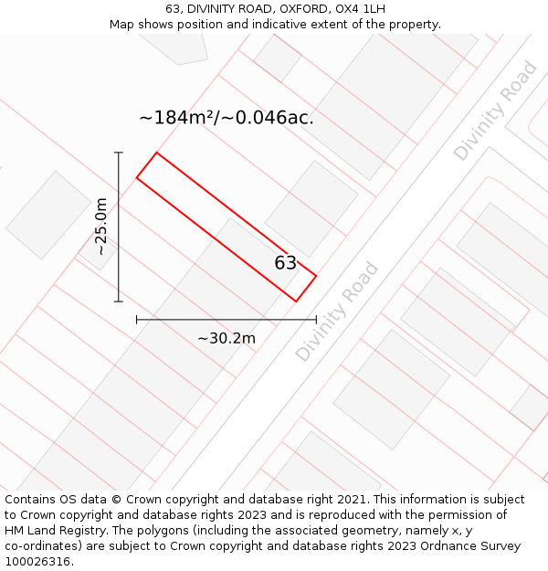 63, DIVINITY ROAD, OXFORD, OX4 1LH: Plot and title map