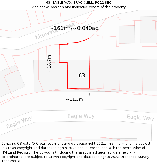 63, EAGLE WAY, BRACKNELL, RG12 8EG: Plot and title map