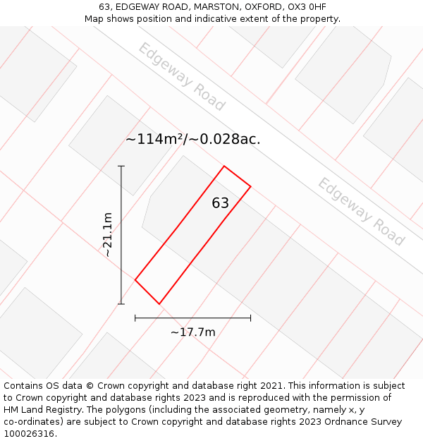 63, EDGEWAY ROAD, MARSTON, OXFORD, OX3 0HF: Plot and title map