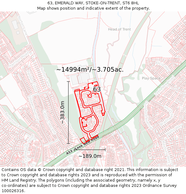 63, EMERALD WAY, STOKE-ON-TRENT, ST6 8HL: Plot and title map
