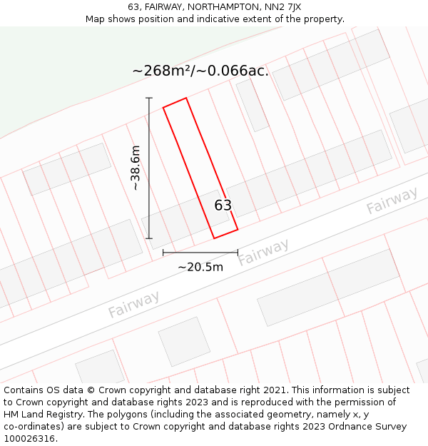 63, FAIRWAY, NORTHAMPTON, NN2 7JX: Plot and title map