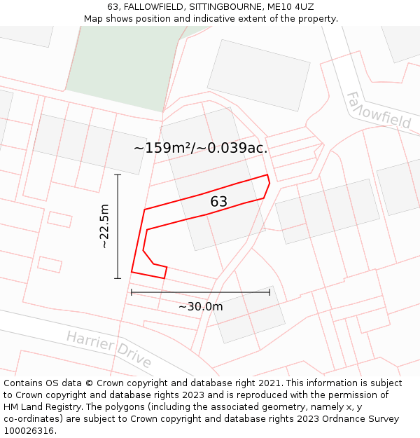 63, FALLOWFIELD, SITTINGBOURNE, ME10 4UZ: Plot and title map