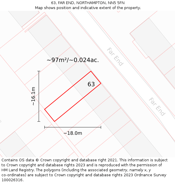 63, FAR END, NORTHAMPTON, NN5 5FN: Plot and title map