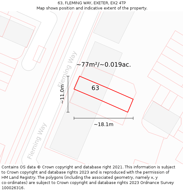 63, FLEMING WAY, EXETER, EX2 4TP: Plot and title map