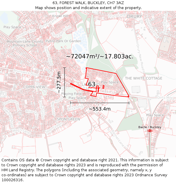 63, FOREST WALK, BUCKLEY, CH7 3AZ: Plot and title map