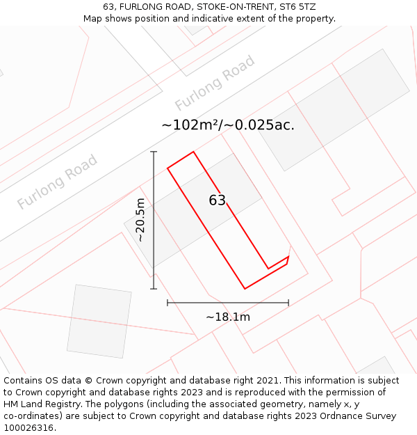63, FURLONG ROAD, STOKE-ON-TRENT, ST6 5TZ: Plot and title map