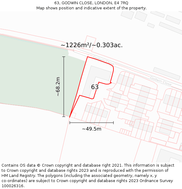 63, GODWIN CLOSE, LONDON, E4 7RQ: Plot and title map
