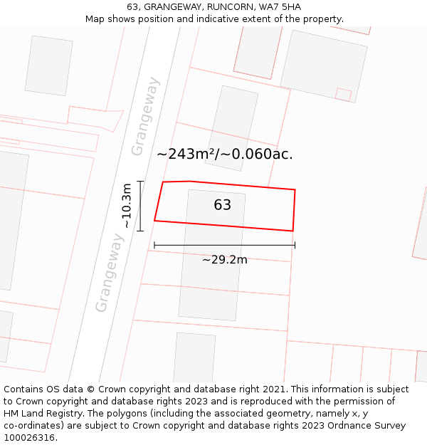 63, GRANGEWAY, RUNCORN, WA7 5HA: Plot and title map