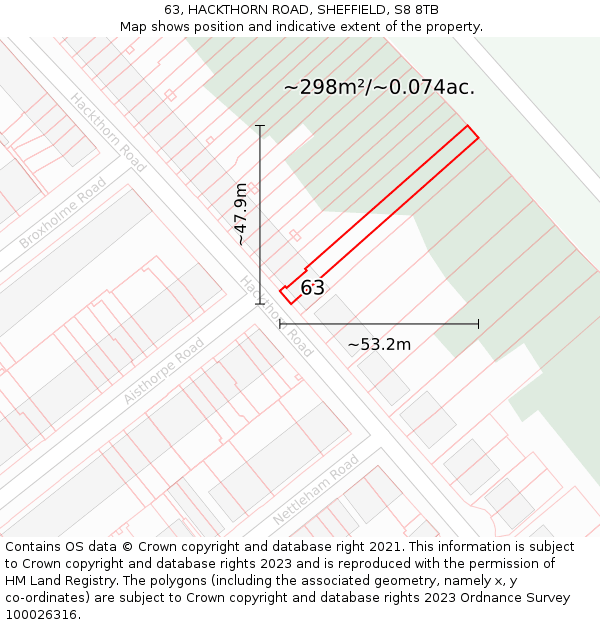 63, HACKTHORN ROAD, SHEFFIELD, S8 8TB: Plot and title map