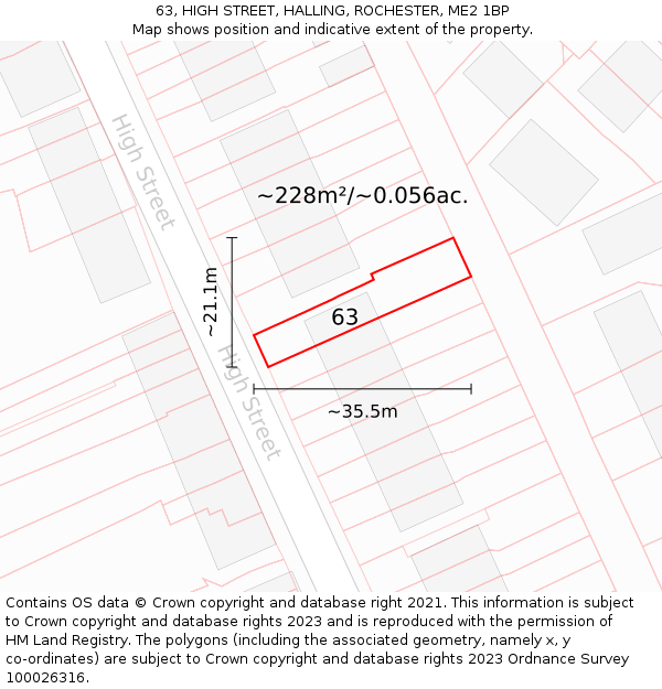 63, HIGH STREET, HALLING, ROCHESTER, ME2 1BP: Plot and title map