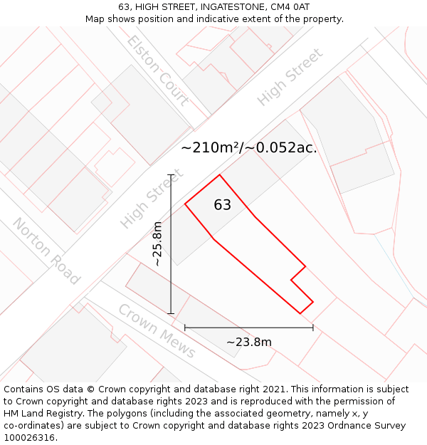 63, HIGH STREET, INGATESTONE, CM4 0AT: Plot and title map