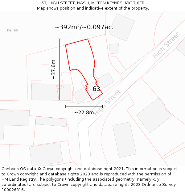63, HIGH STREET, NASH, MILTON KEYNES, MK17 0EP: Plot and title map