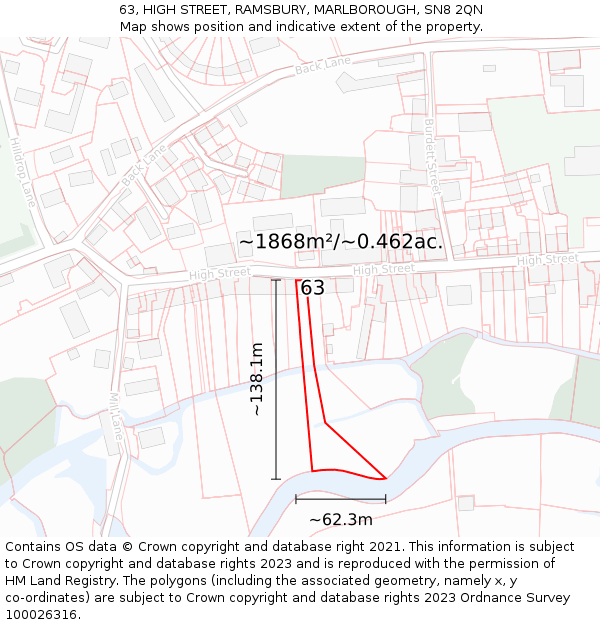 63, HIGH STREET, RAMSBURY, MARLBOROUGH, SN8 2QN: Plot and title map