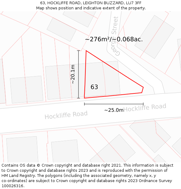 63, HOCKLIFFE ROAD, LEIGHTON BUZZARD, LU7 3FF: Plot and title map