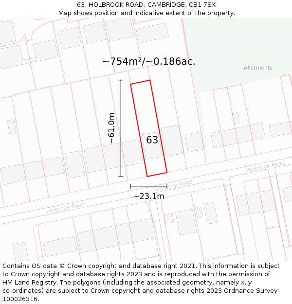 63, HOLBROOK ROAD, CAMBRIDGE, CB1 7SX: Plot and title map