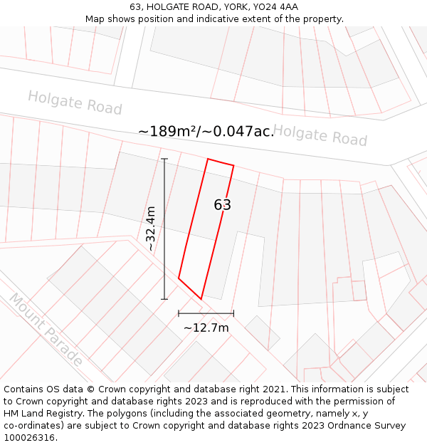 63, HOLGATE ROAD, YORK, YO24 4AA: Plot and title map