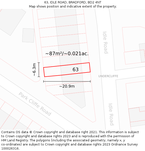 63, IDLE ROAD, BRADFORD, BD2 4NT: Plot and title map