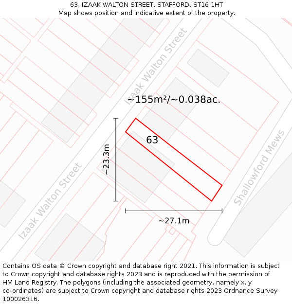 63, IZAAK WALTON STREET, STAFFORD, ST16 1HT: Plot and title map