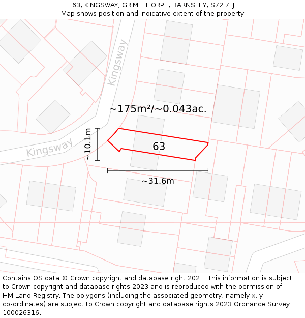63, KINGSWAY, GRIMETHORPE, BARNSLEY, S72 7FJ: Plot and title map