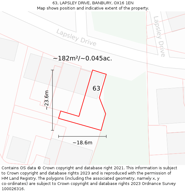 63, LAPSLEY DRIVE, BANBURY, OX16 1EN: Plot and title map