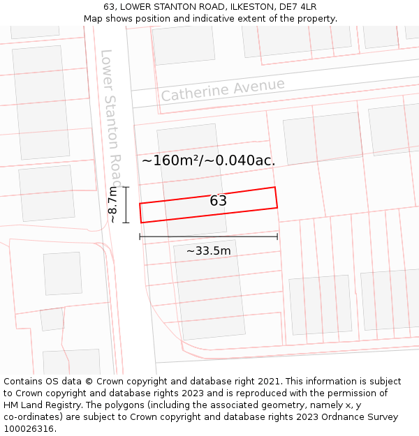 63, LOWER STANTON ROAD, ILKESTON, DE7 4LR: Plot and title map
