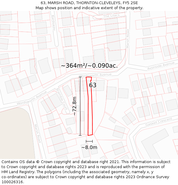 63, MARSH ROAD, THORNTON-CLEVELEYS, FY5 2SE: Plot and title map