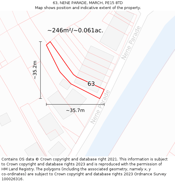 63, NENE PARADE, MARCH, PE15 8TD: Plot and title map