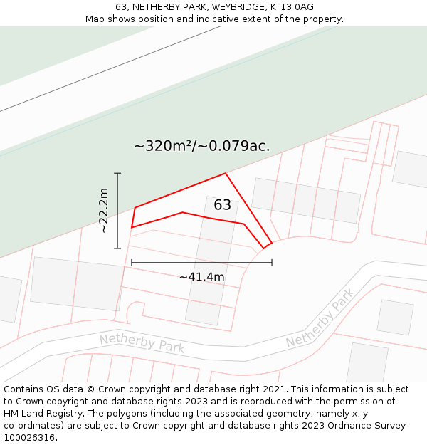 63, NETHERBY PARK, WEYBRIDGE, KT13 0AG: Plot and title map