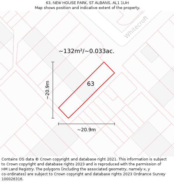 63, NEW HOUSE PARK, ST ALBANS, AL1 1UH: Plot and title map
