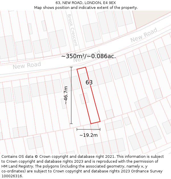63, NEW ROAD, LONDON, E4 9EX: Plot and title map